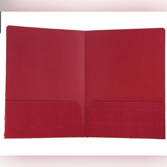 Jam Paper Corrugated Two Pocket Fluted Folders | Red | 6 Pack - Picture 2 of 3